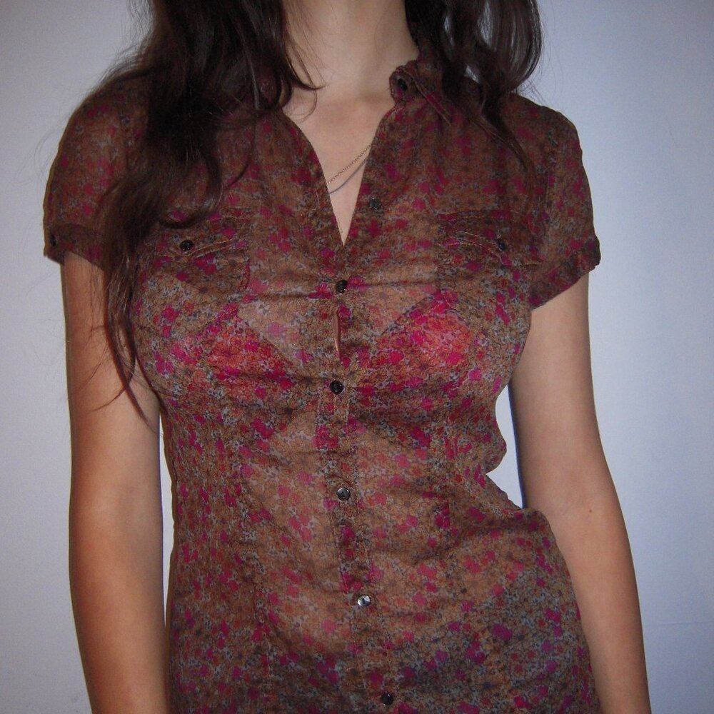 Converse Mesh Floral Button Up